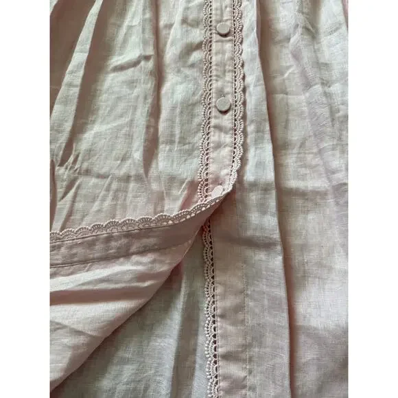 Morton Mac Stella Midi Linen Shirt Dress Light Pink Size Medium/Large Tall - Picture 11 of 12